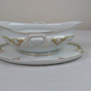 Rosenthal Donatello Briar Rose China Sauce Boat with Attached Underplate Vintage